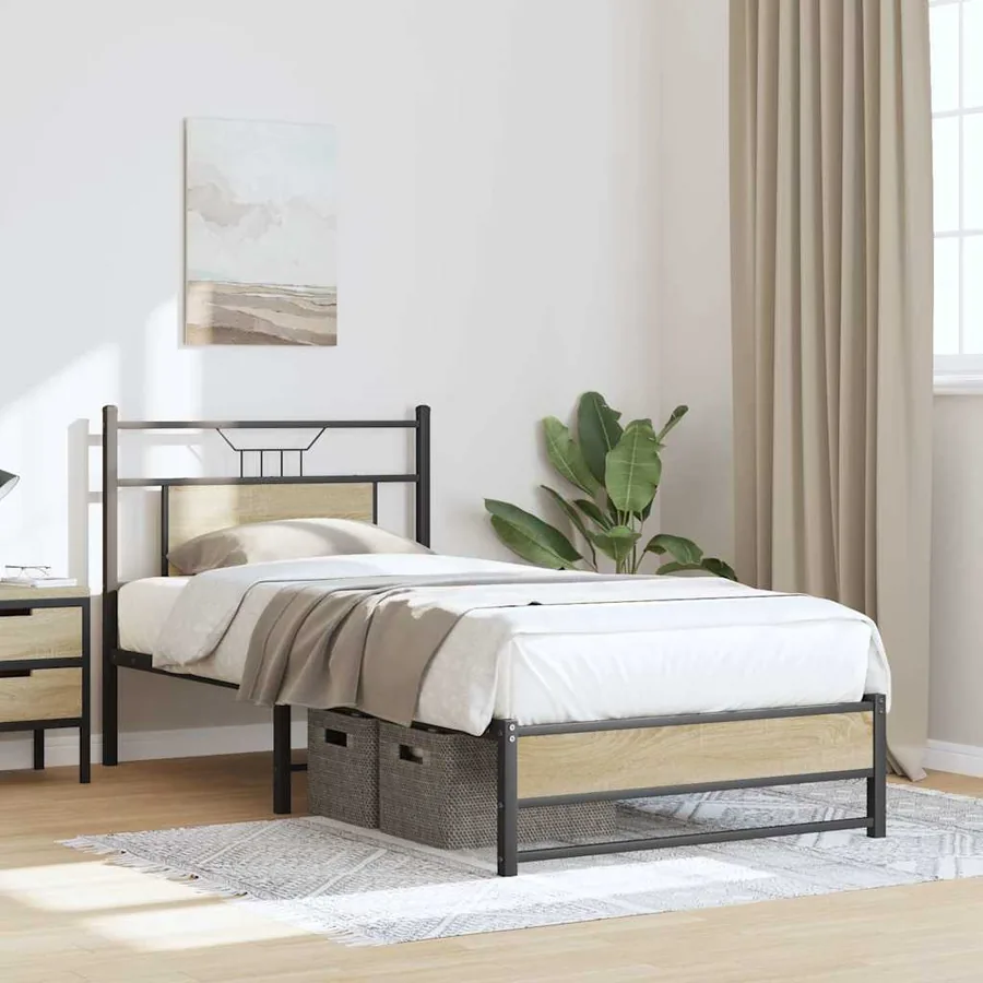 Cadre de lit sans matelas chêne sonoma 75x190 cm - 5