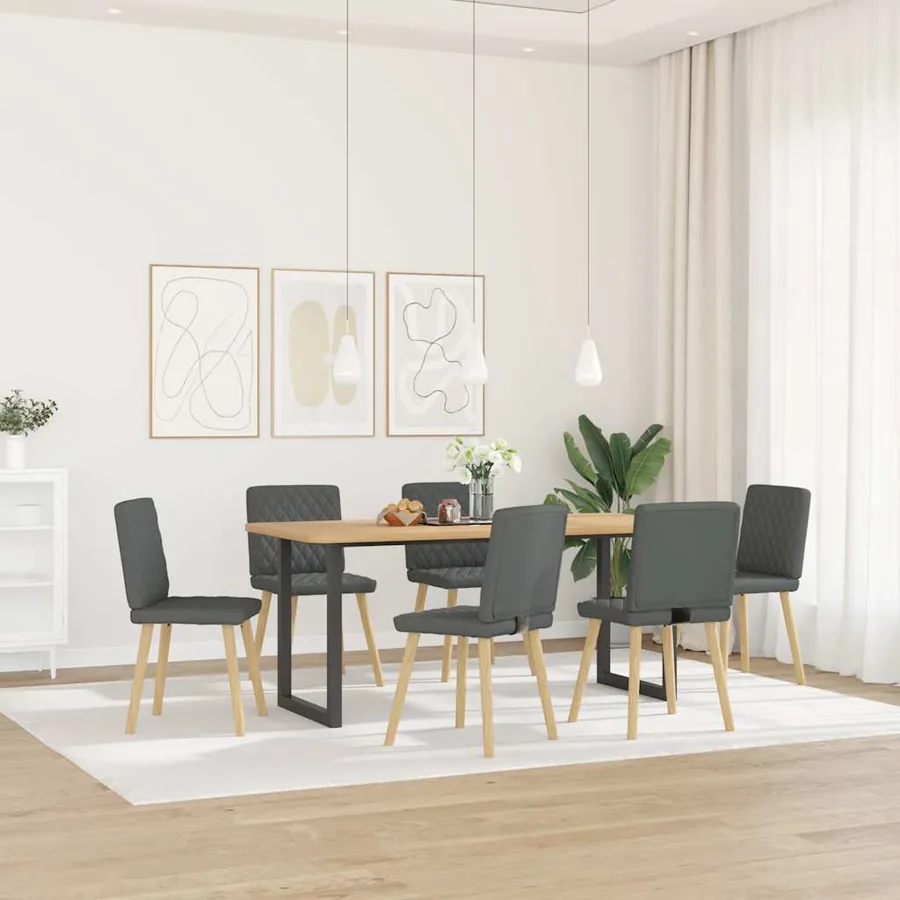 Chaises à manger lot de 6 gris foncé tissu - 2