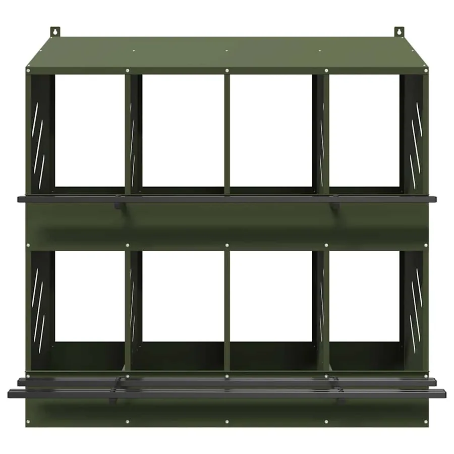 Nichoir à poules avec 8 compartiments vert olive métal - 5