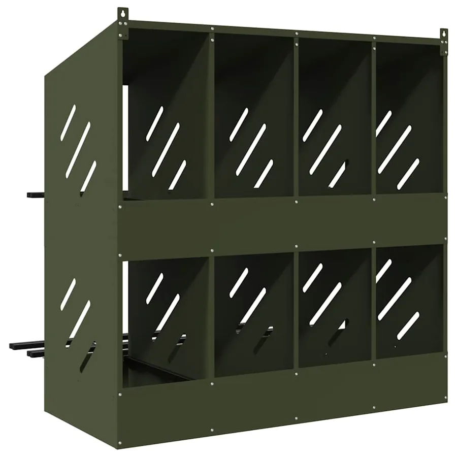 Nichoir à poules avec 8 compartiments vert olive métal - 7