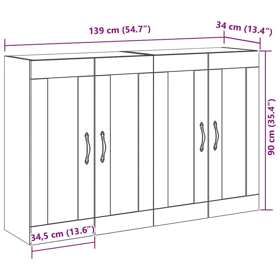 Cabinets muraux 2 pcs Chêne noir 69,5 x 34 x 90 cm - 13