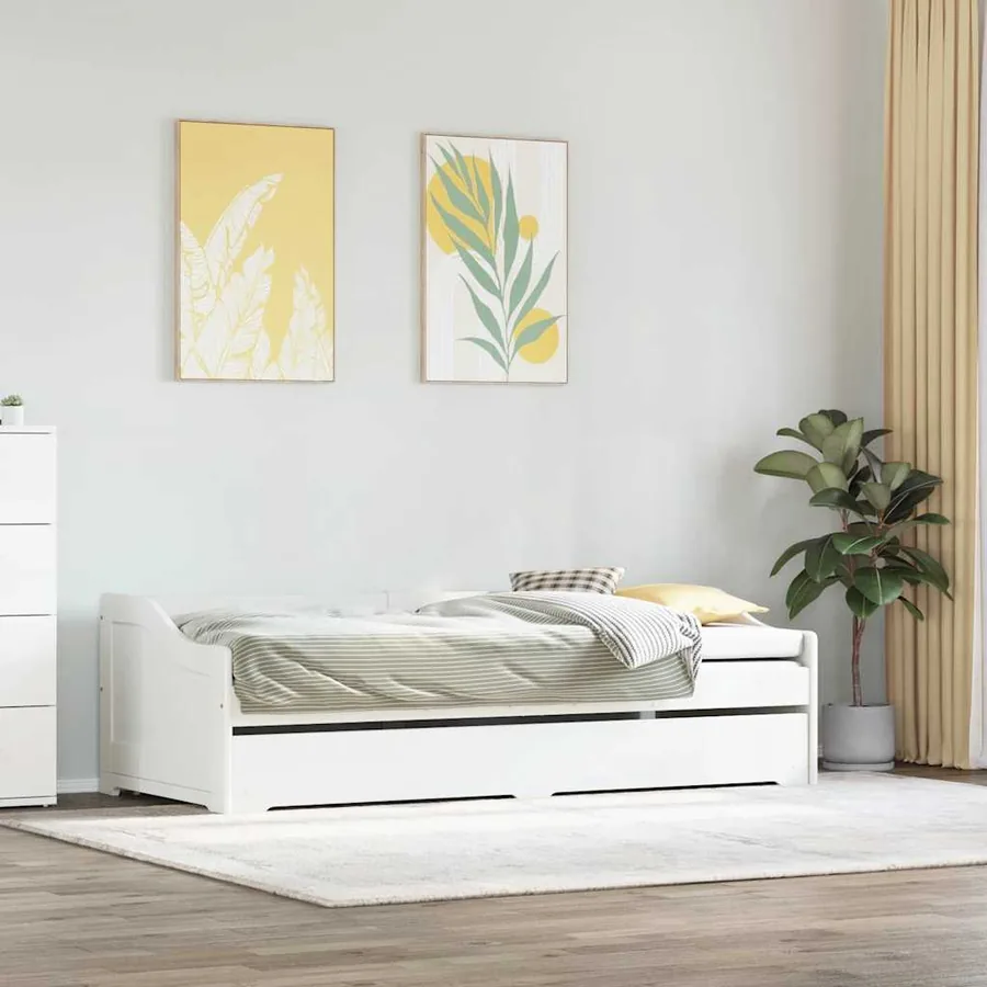 Lit de jour avec gigogne sans matelas IRUN blanc 90x200 cm - 3