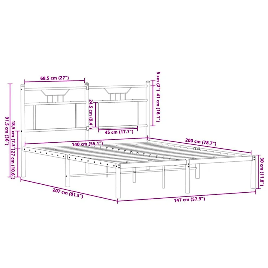 Cadre de lit sans matelas chêne sonoma 140x200 cm - 11