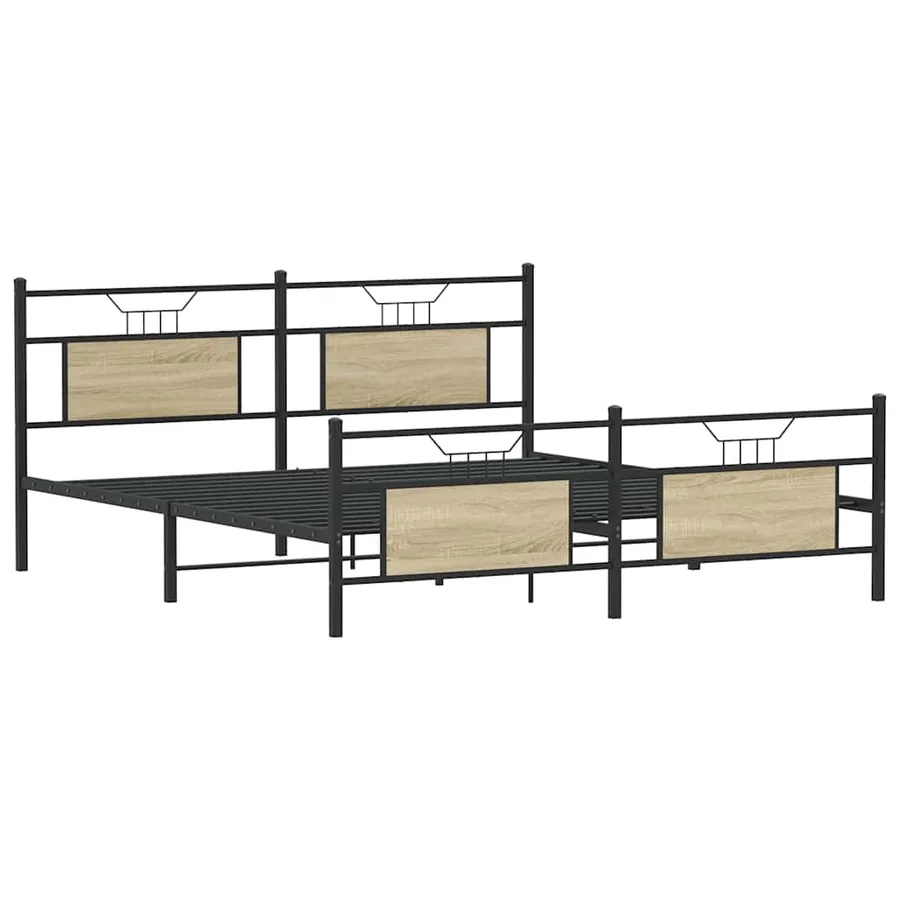 Cadre de lit sans matelas chêne sonoma 140x200 cm - 5