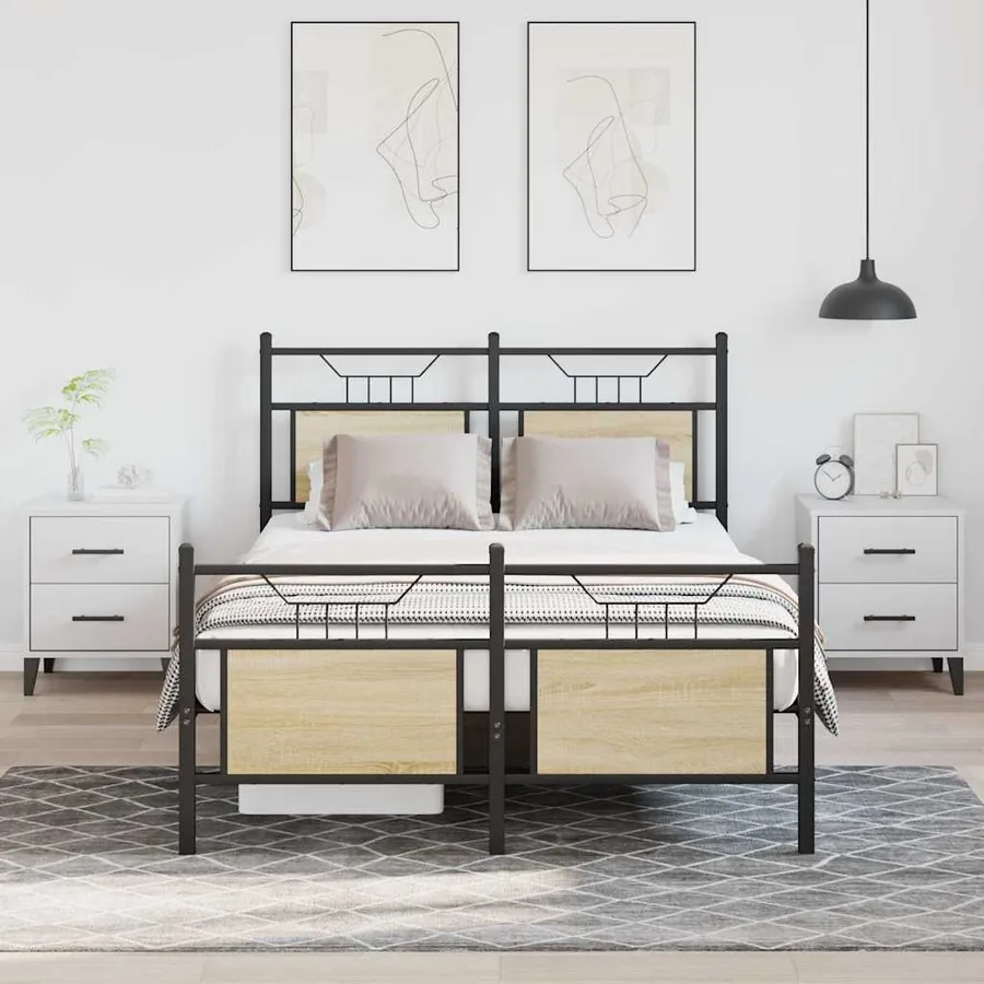 Cadre de lit sans matelas chêne sonoma 120x200 cm - 4