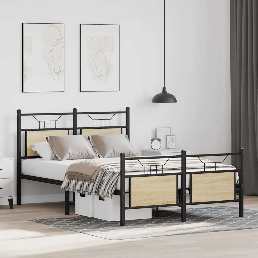 Cadre de lit sans matelas chêne sonoma 120x200 cm - 5