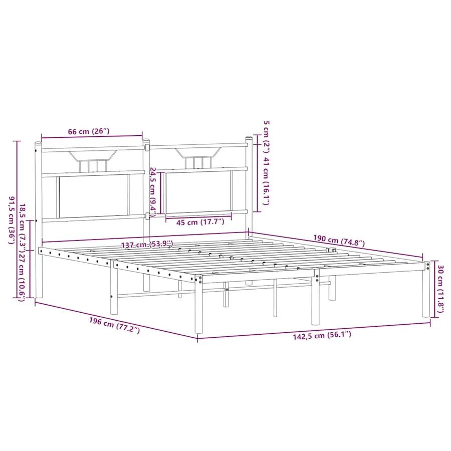 Cadre de lit sans matelas chêne sonoma 137x190 cm - 11
