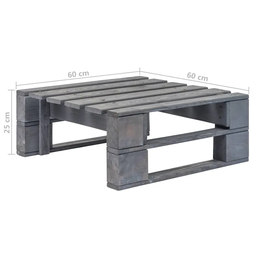 Salon de jardin palette 4pcs avec coussins Pin imprégné de gris - 10