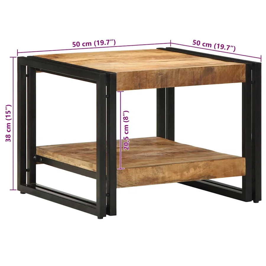 Table basse 50x50x38 cm bois de manguier massif brut - 11