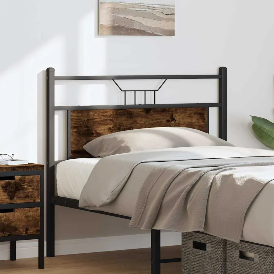 Tête de lit de remplacement chêne fumé 100 cm bois d'ingénierie et acier - 3