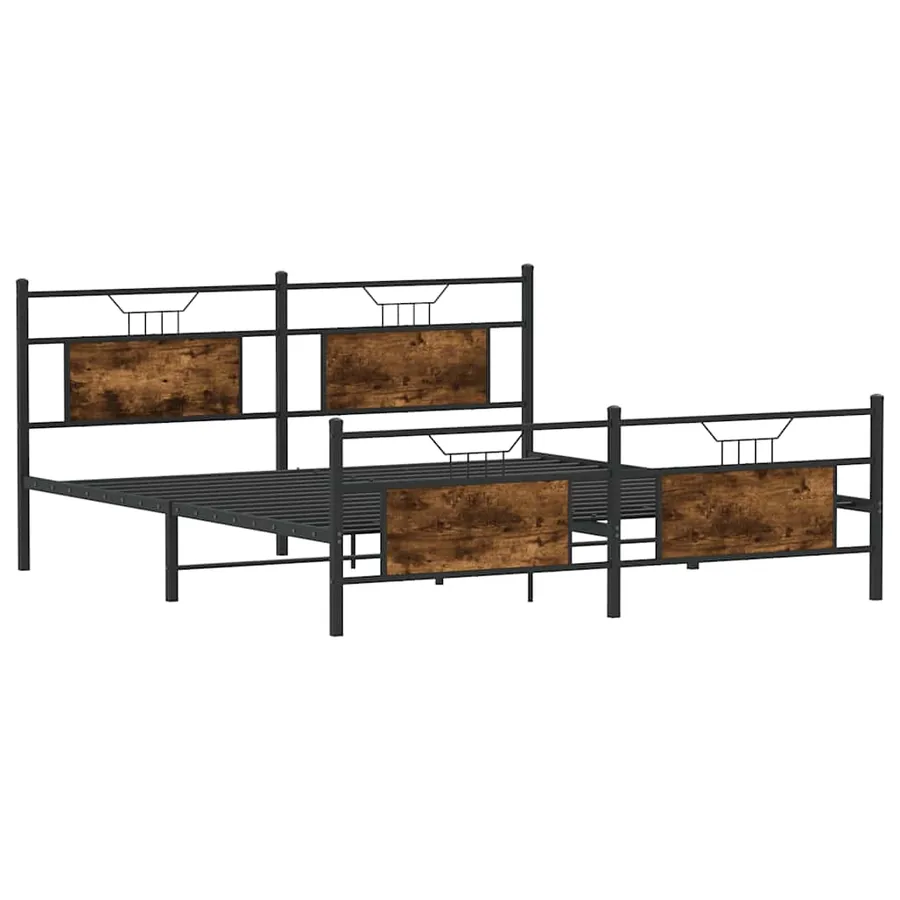 Cadre de lit en métal sans matelas chêne fumé 160x200 cm - 3