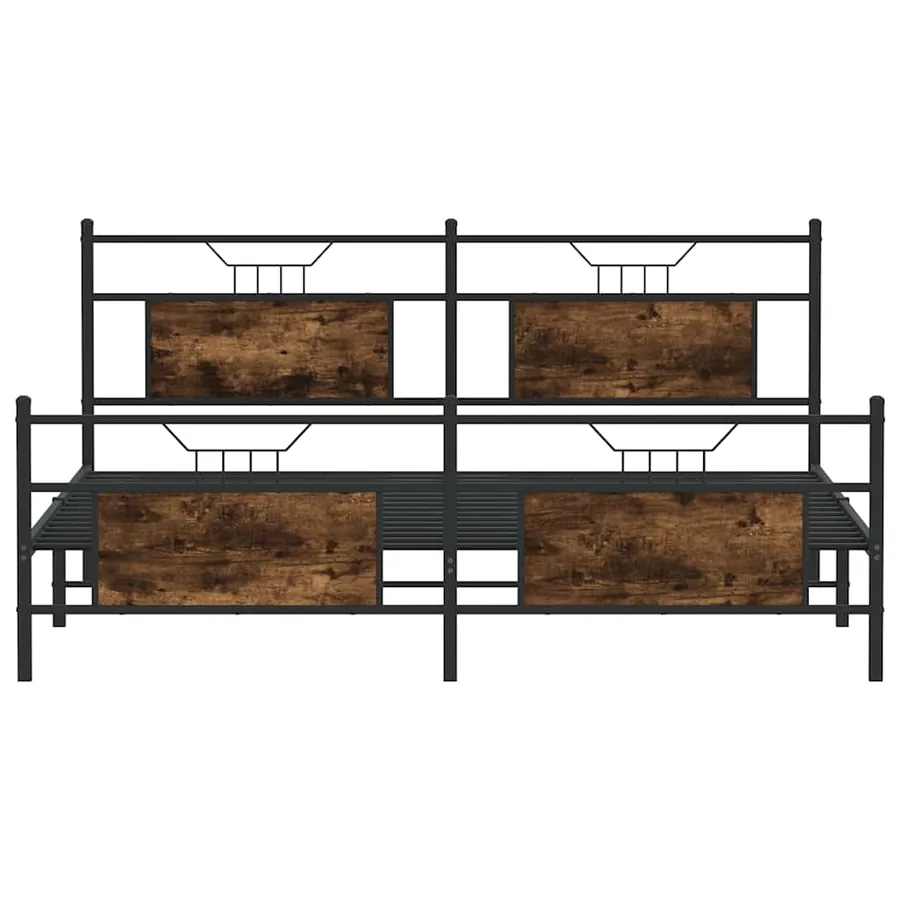 Cadre de lit en métal sans matelas chêne fumé 160x200 cm - 6