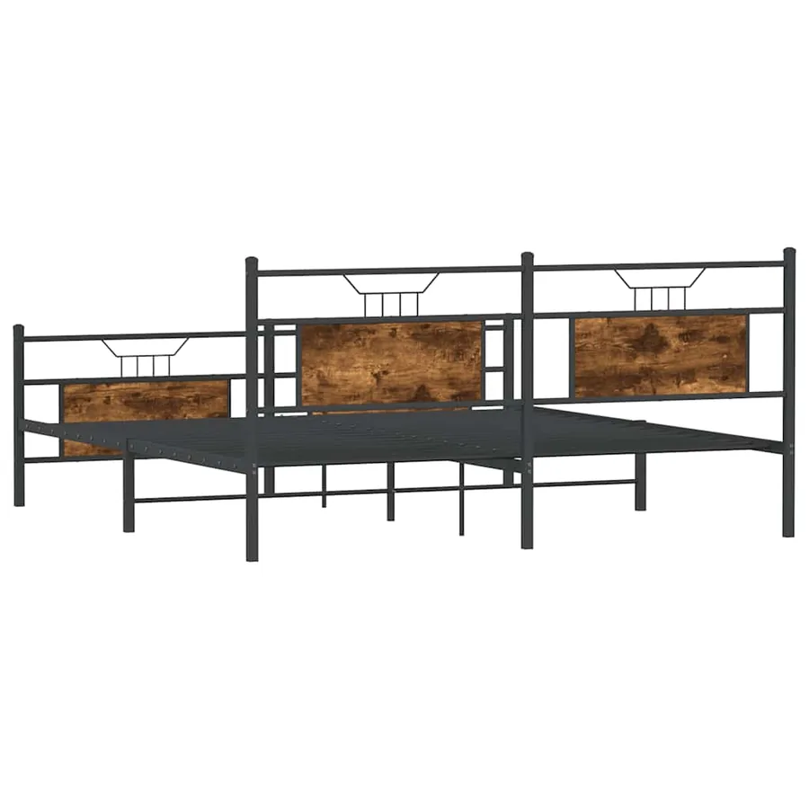 Cadre de lit en métal sans matelas chêne fumé 160x200 cm - 8