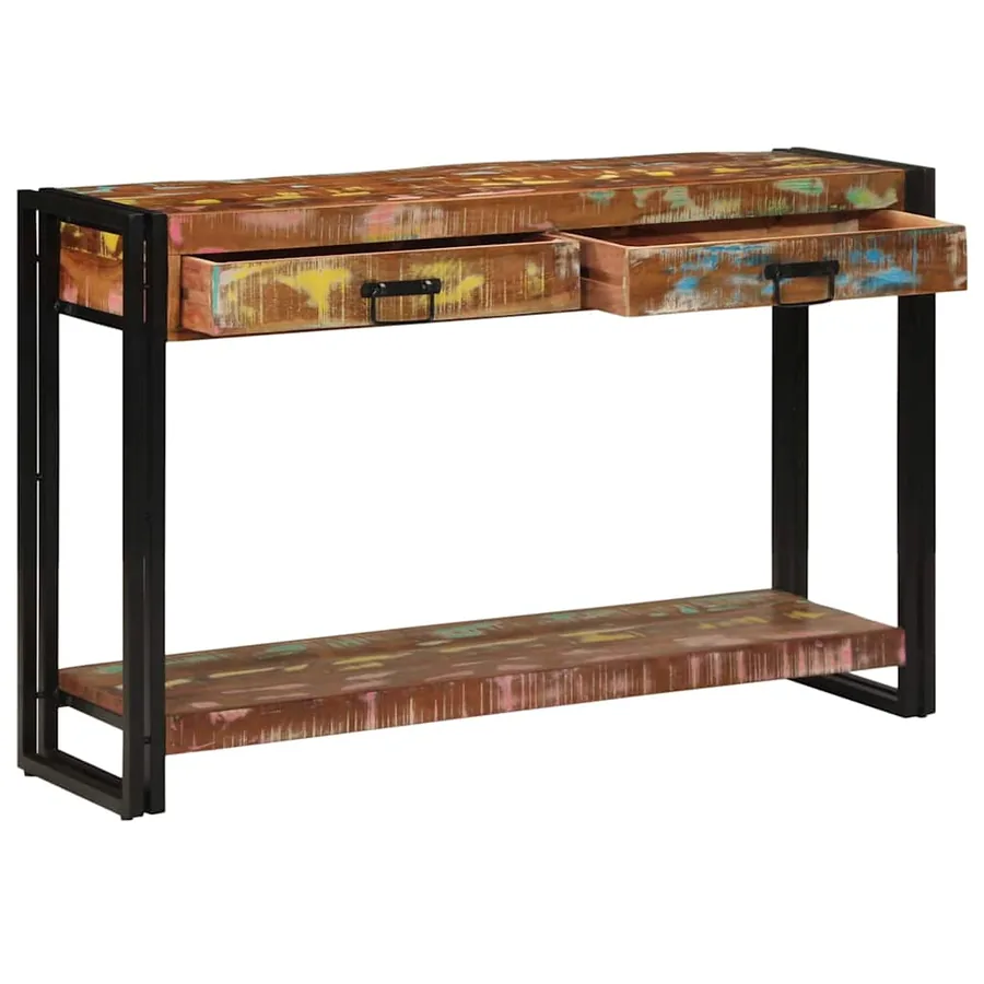 Table console Multicolore 120 x 33 x 75 cm Bois Recyclé Solide