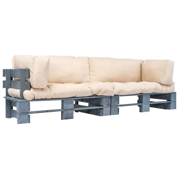 Canapés de jardin palette 2 pcs avec coussins sable Pinède