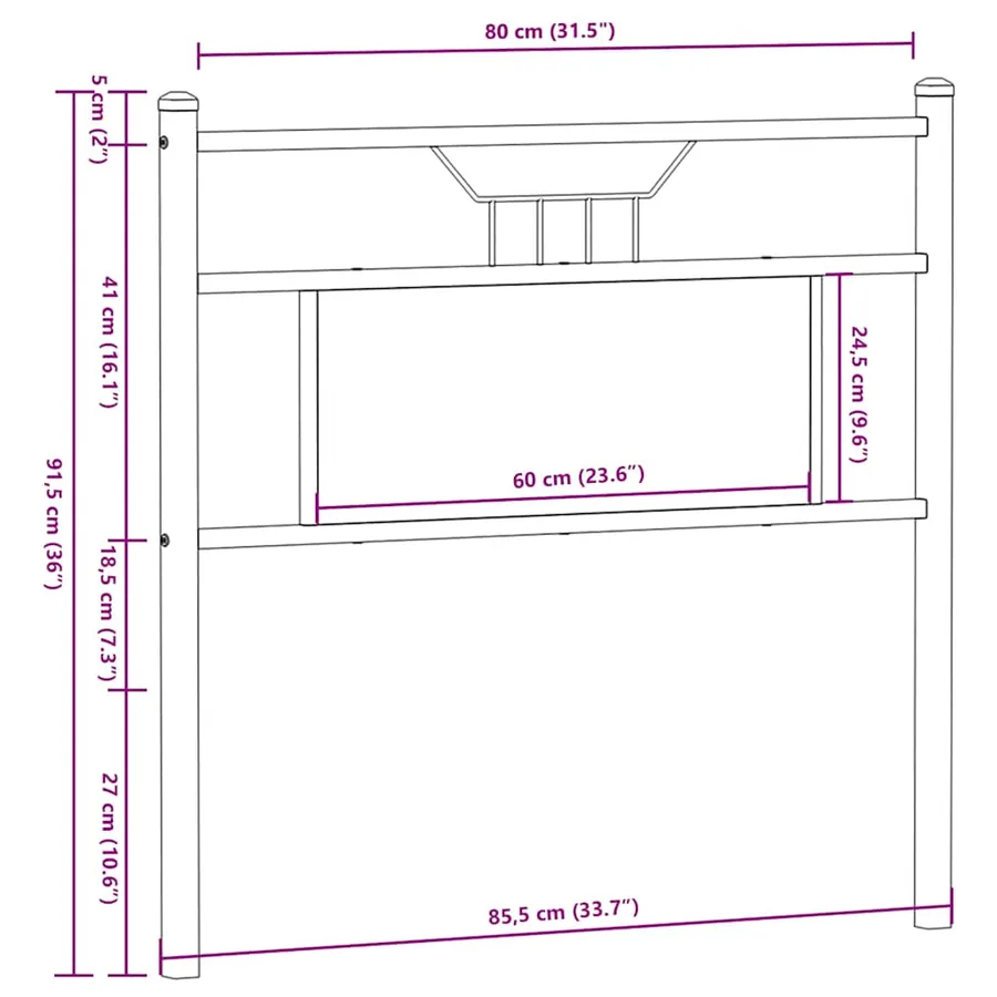 Tête de lit de remplacement chêne fumé 80 cm bois d'ingénierie et acier - 8