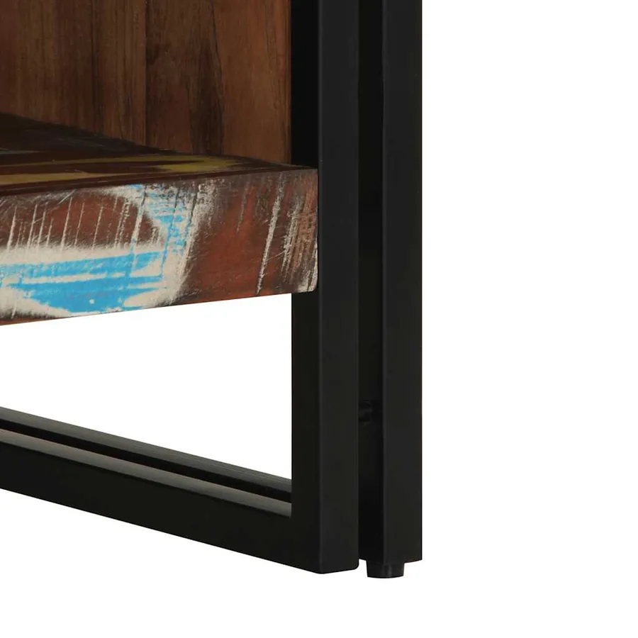 Table basse multicolore 50x50x38 cm bois de récupération massif - 7