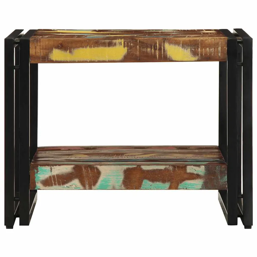 Table basse multicolore 50x50x38 cm bois de récupération massif - 4
