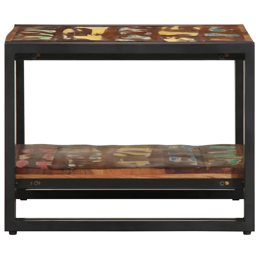 Table basse multicolore 50x50x38 cm bois de récupération massif - 5