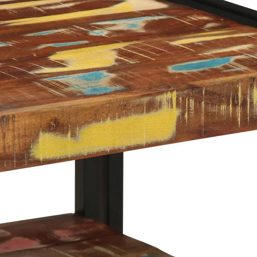 Table basse multicolore 50x50x38 cm bois de récupération massif - 7