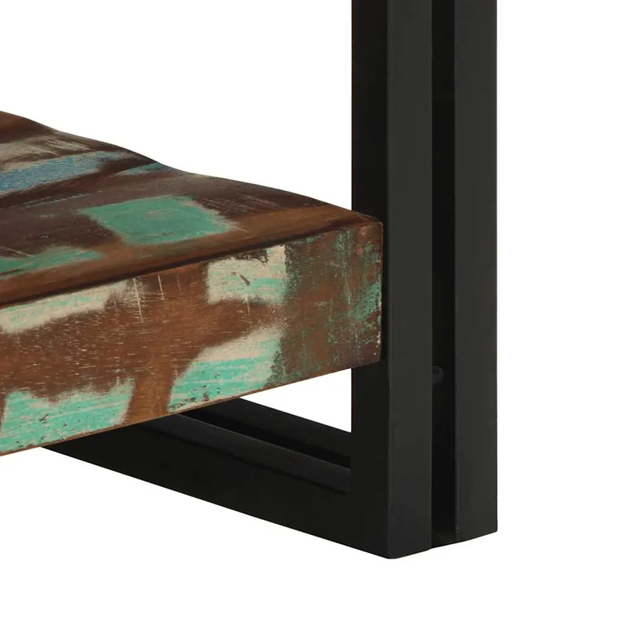 Table basse multicolore 50x50x38 cm bois de récupération massif - 8