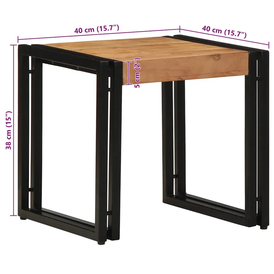 Table basse Marron 40 x 40 x 38 cm Bois d'Acacia Massif - 11