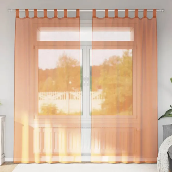 Rideaux en voile avec boucles 2 pcs terre cuite 140x225 cm