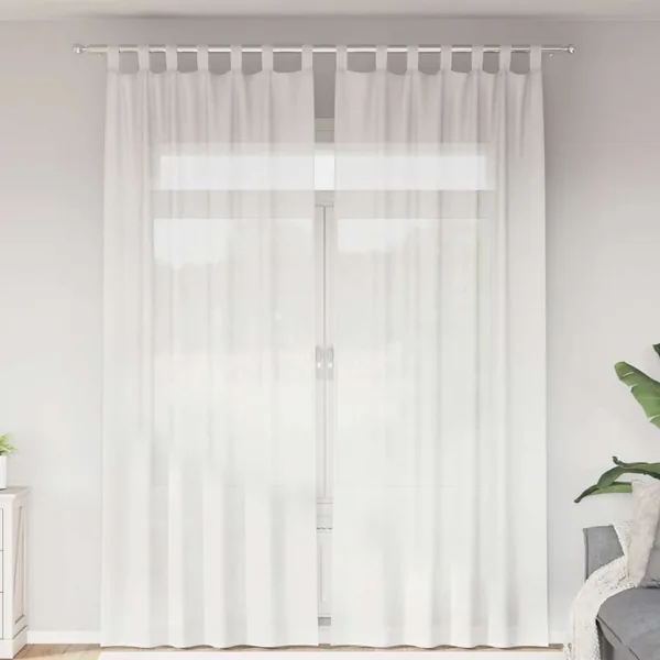 Rideaux en voile avec boucles 2 pcs blanc 140x260 cm