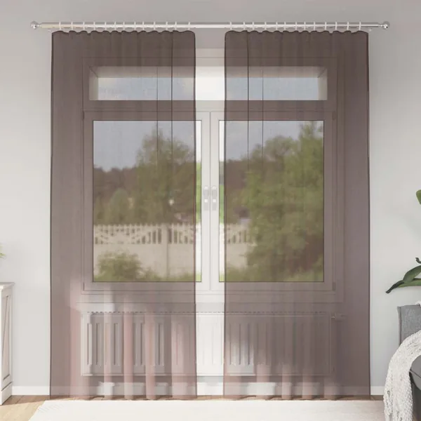 Rideaux en voile avec passants 2 pcs marron