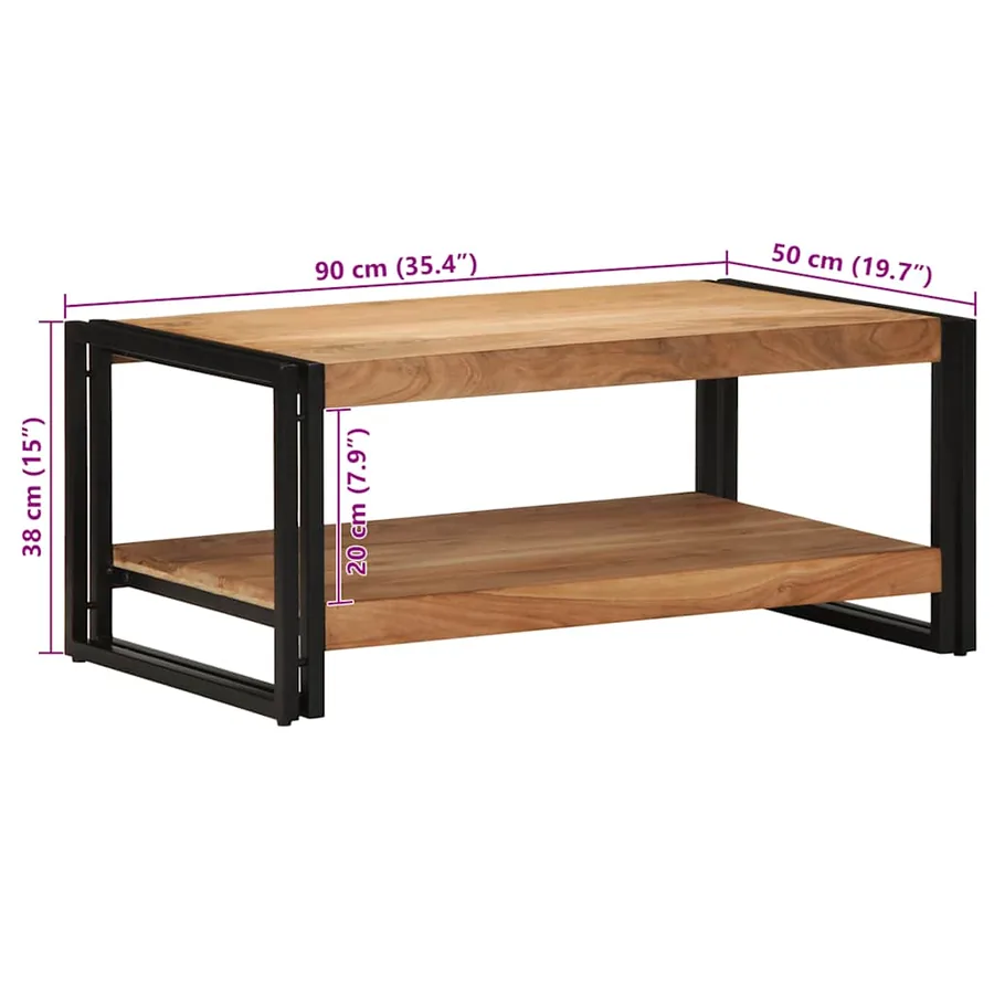 Table basse 90x50x38 cm bois massif acacia - 11