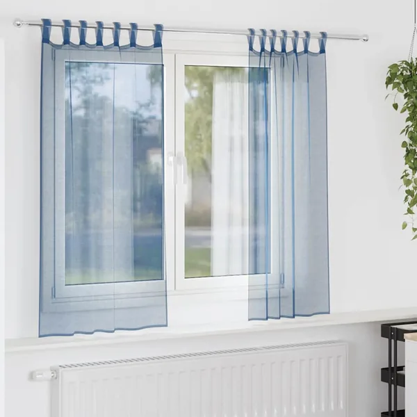 Rideaux en voile avec boucles 2 pcs bleu royal 140x175 cm