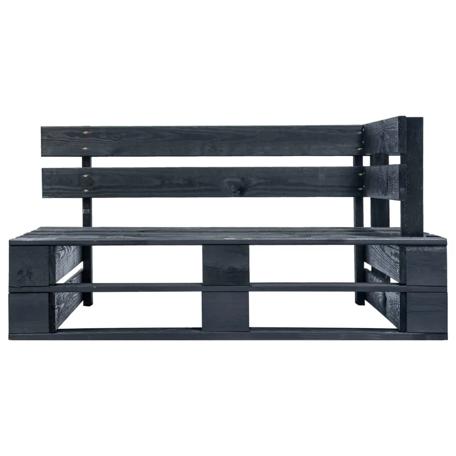 Canapé d'angle palette de jardin noir bois de pin imprégné - 3