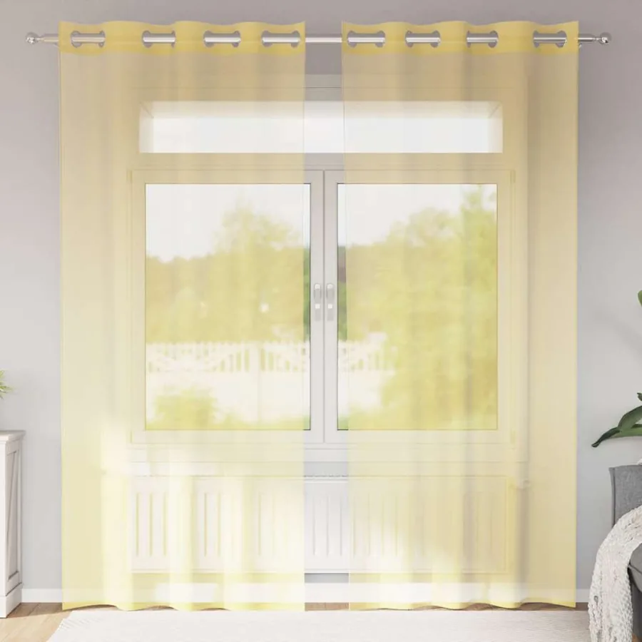 Rideaux en voile avec œillets 2 pcs jaune
