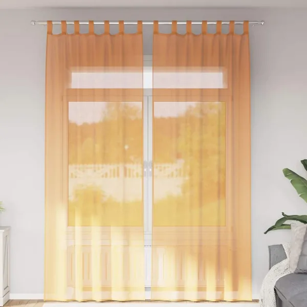 Rideaux en voile avec boucles 2 pcs orange 140x260 cm