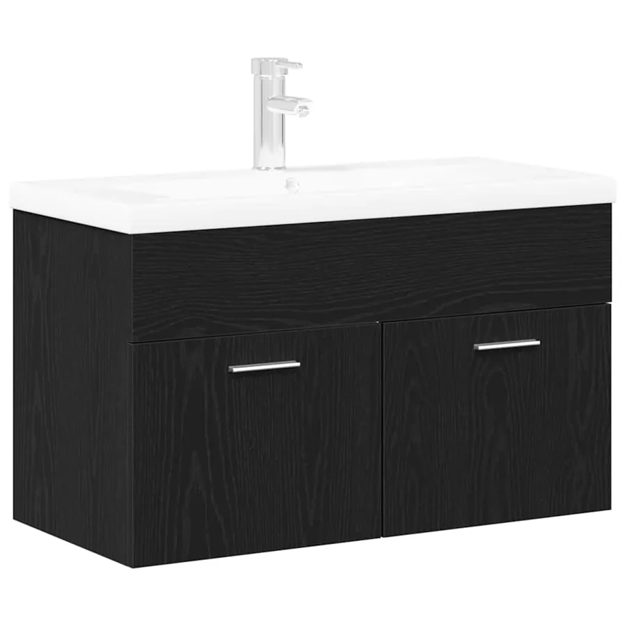 Cabinet de salle de bain Chêne noir 90 x 38,5 x 46 cm - 2