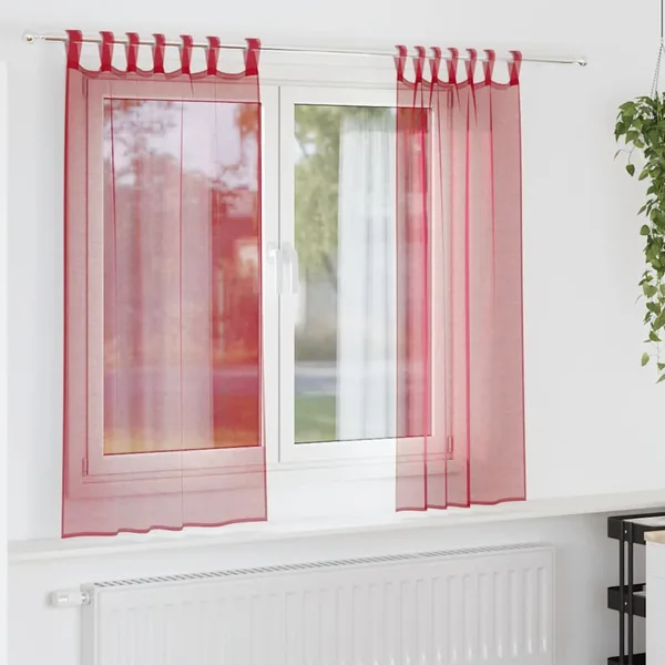 Rideaux en voile avec passe-tringles 2 pcs rouge bordeaux