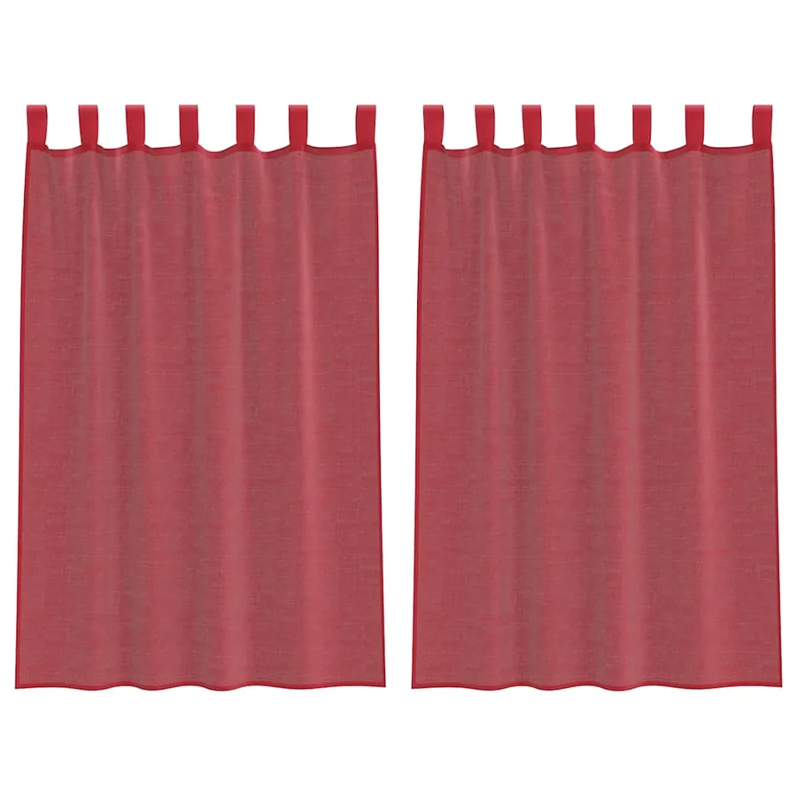 Rideaux en voile avec passe-tringles 2 pcs rouge bordeaux - 2
