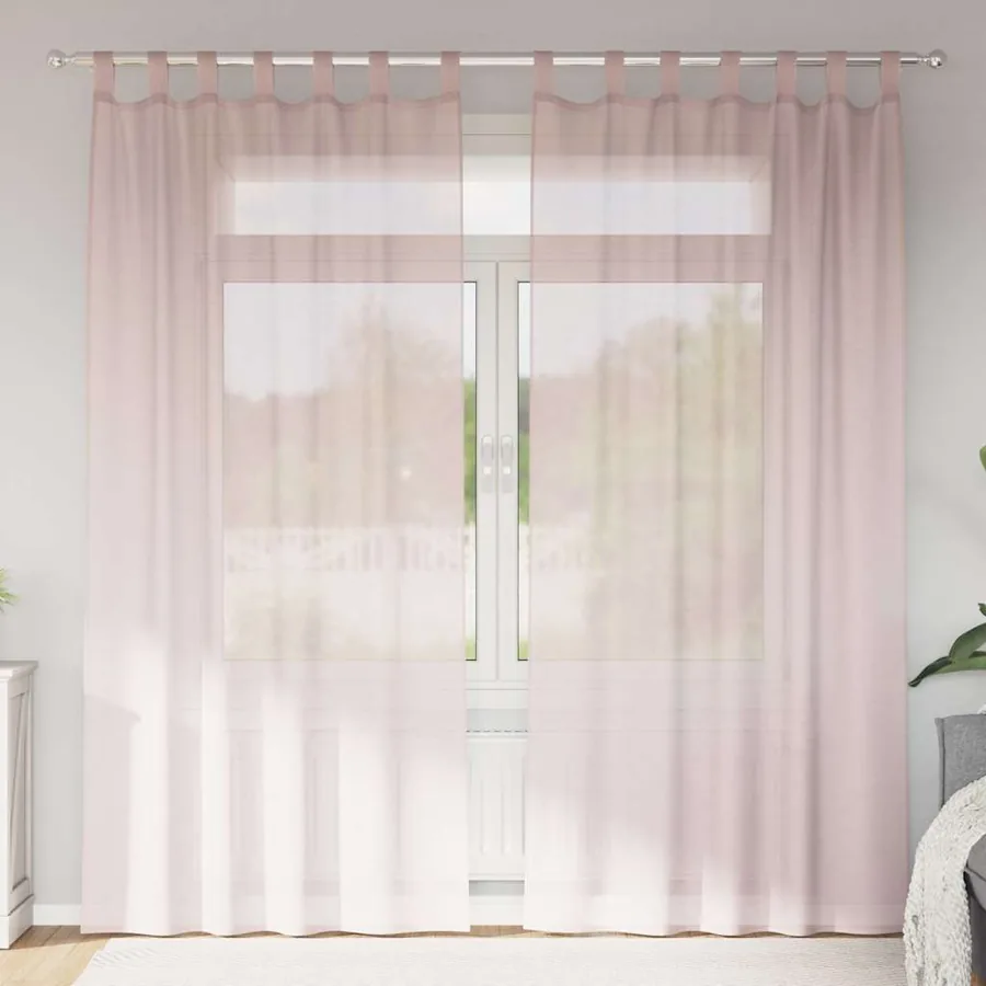 Rideaux en voile avec boucles 2 pcs rose clair 140x245 cm