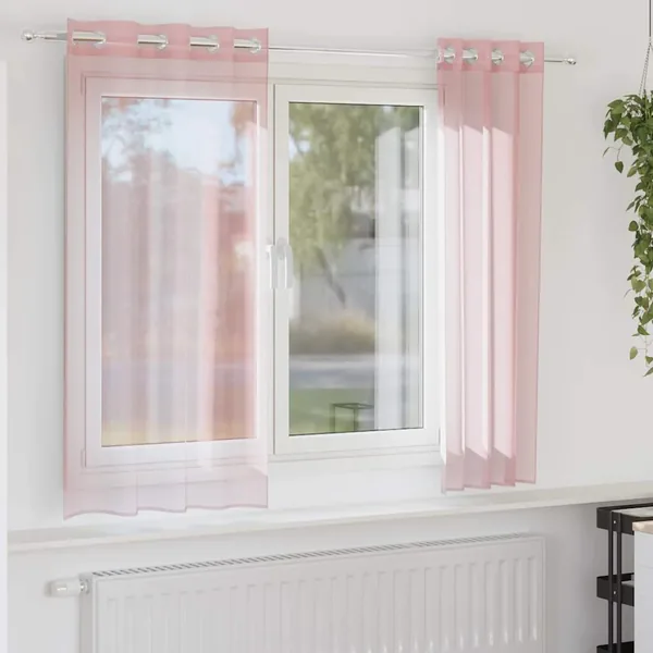 Rideaux en voile avec œillets 2 pcs rose clair 140x175 cm