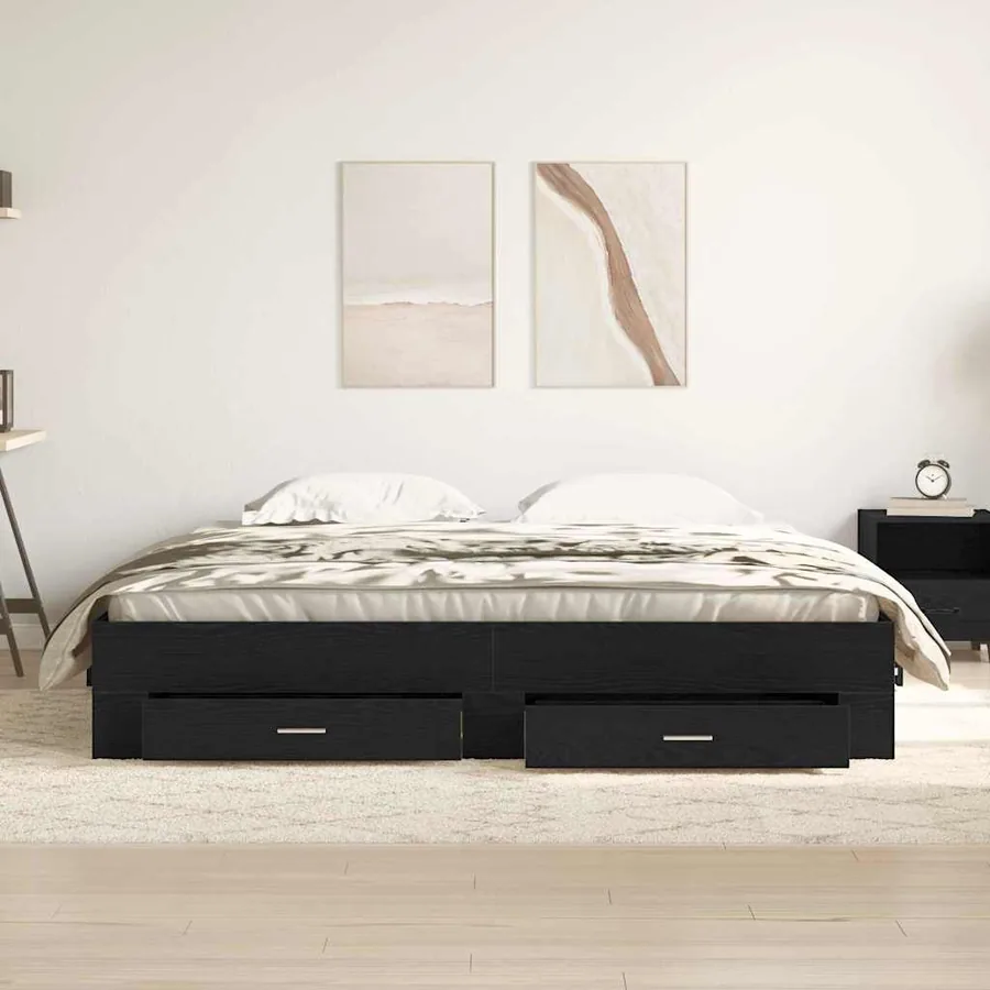 Cadre de lit Chêne noir 180 x 200 cm Bois d'ingénierie - 3