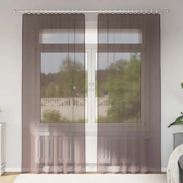 Rideaux en voile avec passe-tringles 2 pcs marron