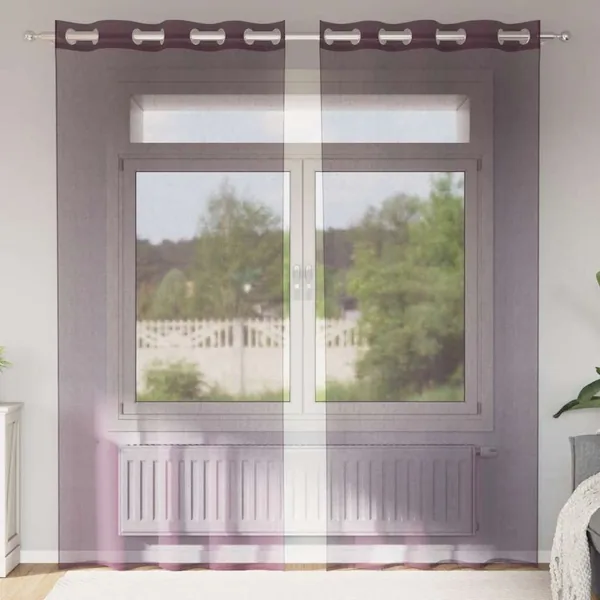 Rideaux en voile avec œillets 2 pcs violet 140x225 cm