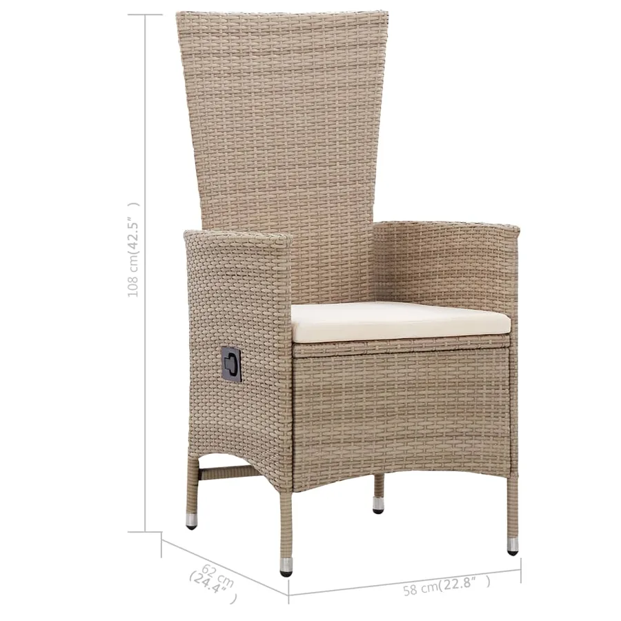 Ensemble à manger de jardin 5 pcs Beige - 10
