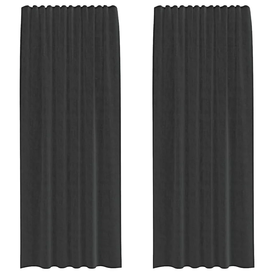 Rideaux en voile avec passe-tringles 2 pcs noir - 2