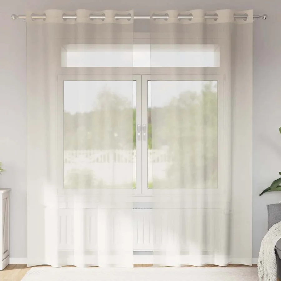 Rideaux en voile avec œillets 2 pcs crème 140x225 cm
