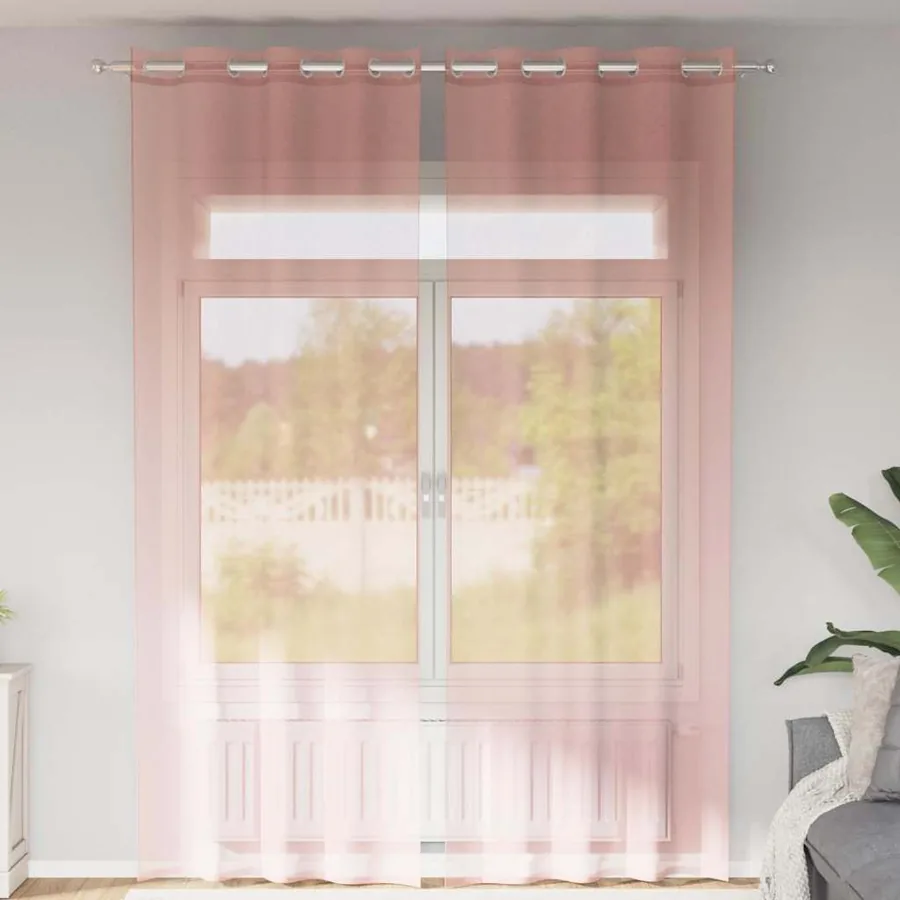 Rideaux en voile avec œillets 2 pcs rose 140x260 cm