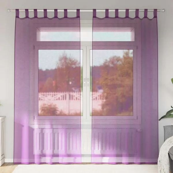 Rideaux en voile avec boucles 2 pcs violet 140x225 cm