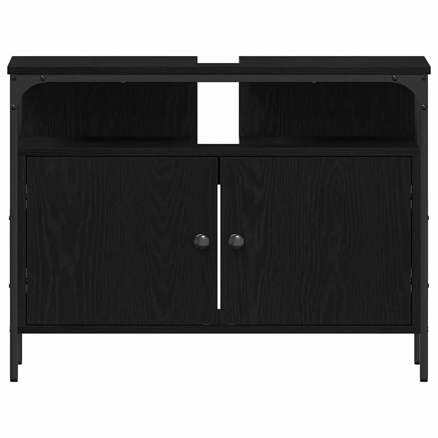 Meubles de salle de bain 3 pcs Noir Bois d'ingénierie - 10