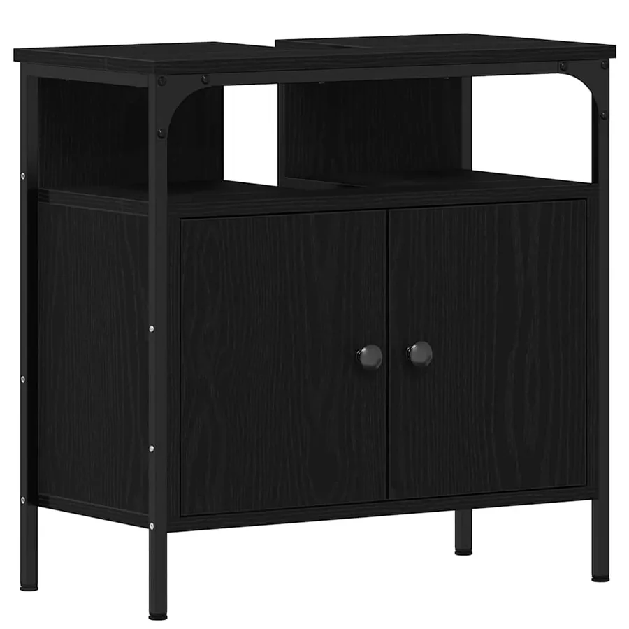 Meubles de salle de bain 3 pcs Noir Bois d'ingénierie - 6