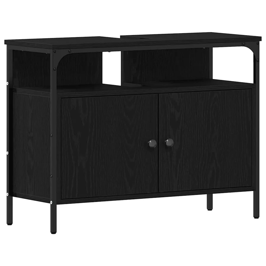 Meubles de salle de bain 3 pcs Noir Bois d'ingénierie - 7
